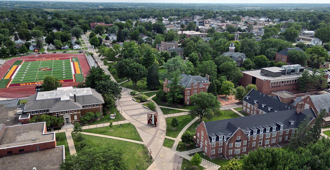 Wide campus aerial view